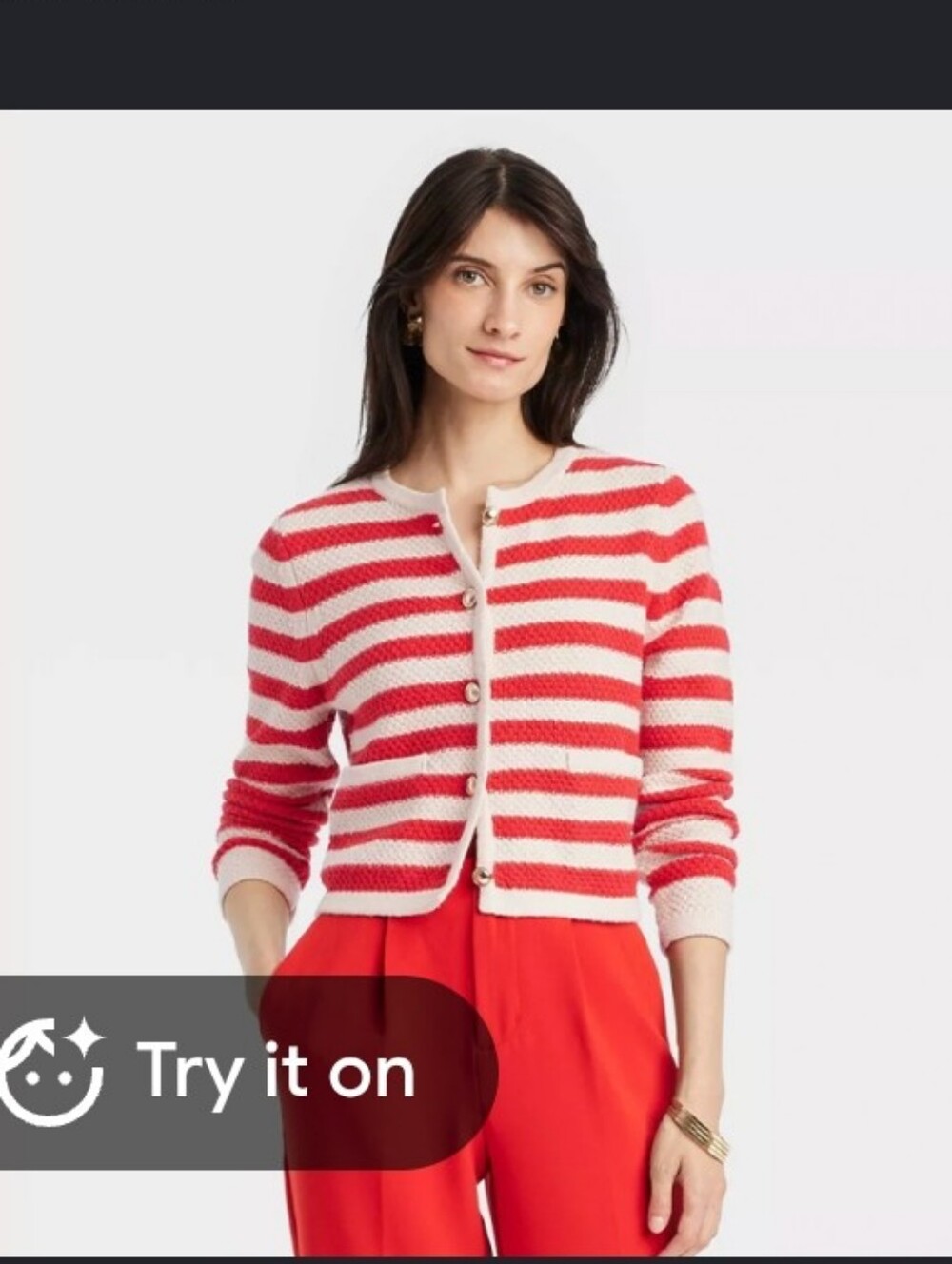 A New Day Womens Striped Knit Button Up Sweater Size Small